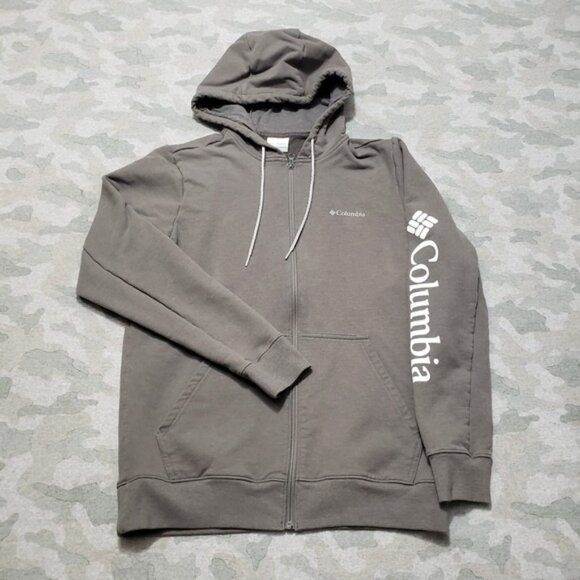 Columbia Sweatshirt Mens Small Gray Full Zip Hooded Pockets Outdoors - Picture 1 of 6